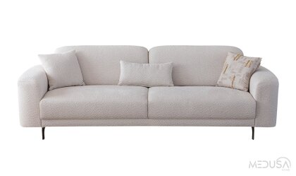 Medusa Home - Alessa Beyaz Üçlü Koltuk