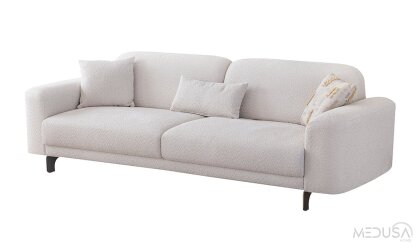Medusa Home Mobilya - Alessa Beyaz Üçlü Koltuk