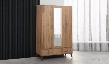 Medusa Home - Alfa Ceviz 3 Kapılı Gardırop
