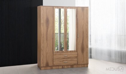 Medusa Home - Alfa Ceviz 4 Kapılı Gardırop