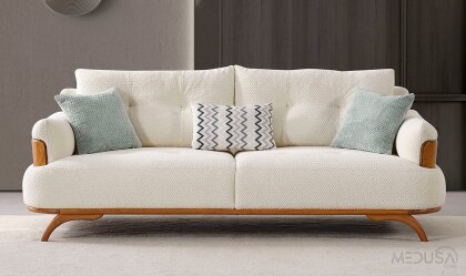 Medusa Home - Arin Beyaz Üçlü Koltuk