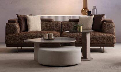 Medusa Home - Arte Kahve Üçlü Koltuk