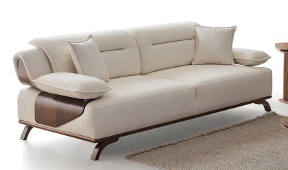 Medusa Home - Artemis Krem Üçlü Koltuk