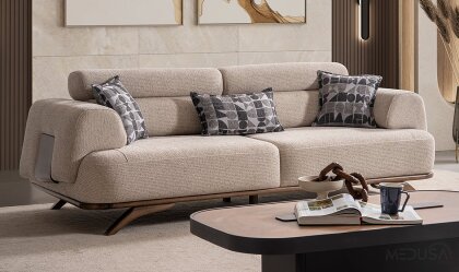Medusa Home - Aruna Krem Üçlü Koltuk