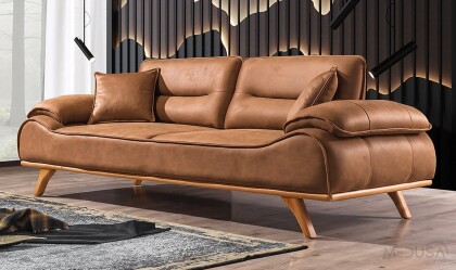 Medusa Home - Arvos Nubuk Hardal Üçlü Koltuk