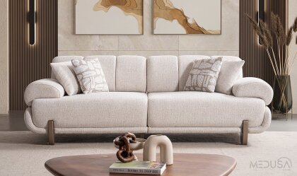 Medusa Home - Auren Beyaz Üçlü Koltuk