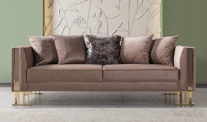 Medusa Home - Bahar Luxury Kahve Üçlü Koltuk