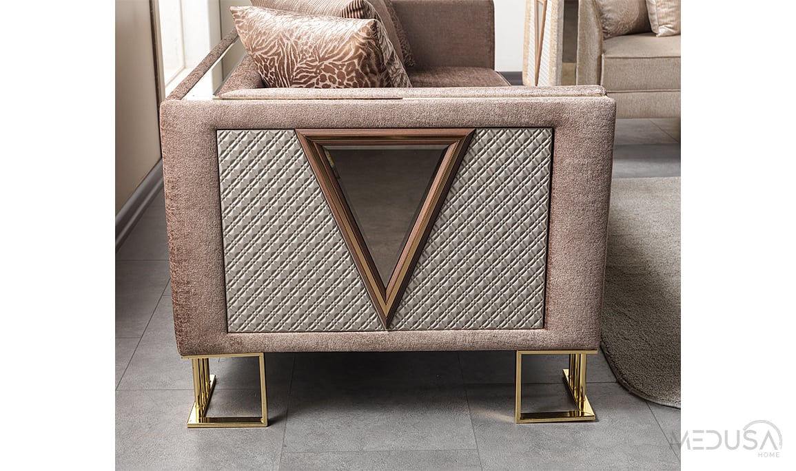 Medusa Home Mobilya - Bahar Luxury Kahve Üçlü Koltuk