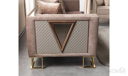 Medusa Home Mobilya - Bahar Luxury Kahve Üçlü Koltuk
