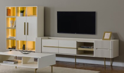 Medusa Home Mobilya - Balat Tv Sehpası + Kitaplık - Modern Tv Üniteleri