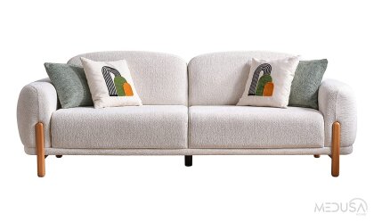 Medusa Home - Begonvil Bohem Beyaz Üçlü Koltuk