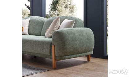 Medusa Home Mobilya - Begonvil Bohem Yeşil Üçlü Koltuk