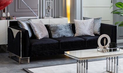 Medusa Home - Bella Gümüş Üçlü Koltuk Antrasit