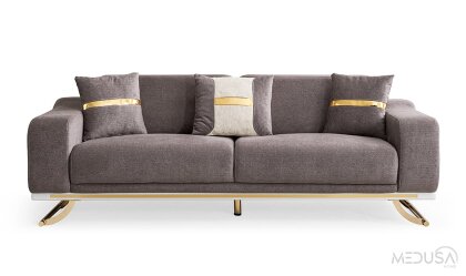 Medusa Home - Bella Luxury Antrasit Üçlü Koltuk