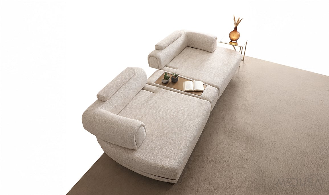 Medusa Home Mobilya - Bella Sehpalı Üçlü Koltuk
