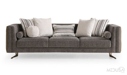Medusa Home - Bella Soft Vizon Üçlü Koltuk