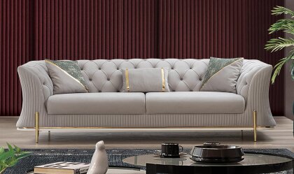 Medusa Home - Berfin Bej Üçlü Koltuk