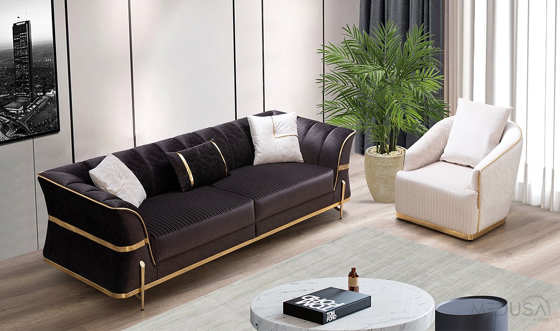 Medusa Home Mobilya - Berrak Metal Üçlü Koltuk