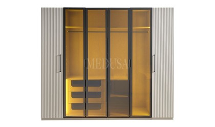 Medusa Home - Beth Black 6 Kapılı Gardırop