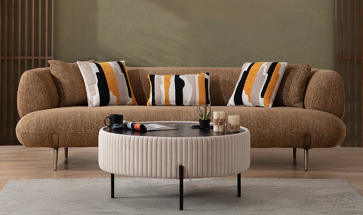 Medusa Home Mobilya - Candy Tarçın Üçlü Koltuk