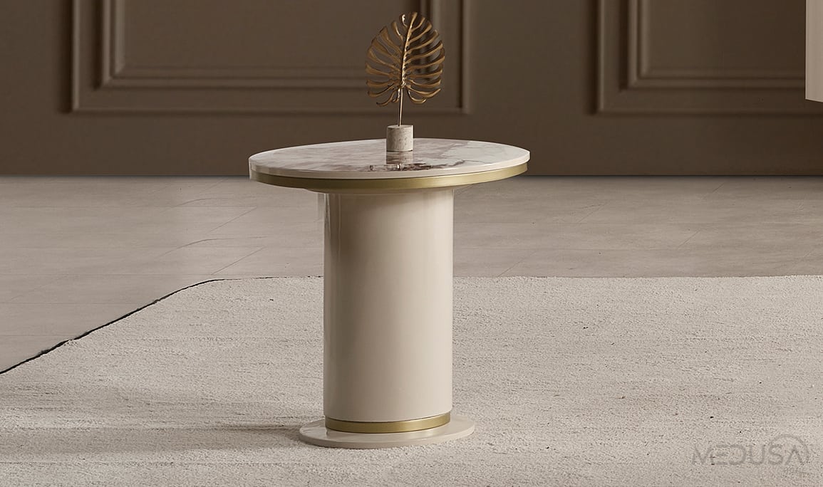 Medusa Home Mobilya - Cartier Krem Sehpa Seti