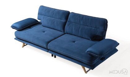 Medusa Home Mobilya - Cathedra Mavi Üçlü Koltuk