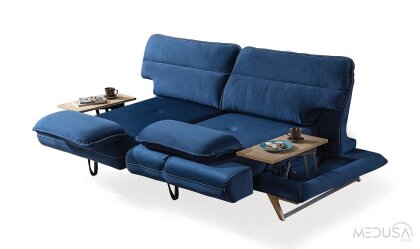 Medusa Home Mobilya - Cathedra Mavi Üçlü Koltuk