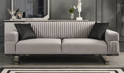 Medusa Home Mobilya - Clara Üçlü Koltuk Gri - Üçlü Koltuk