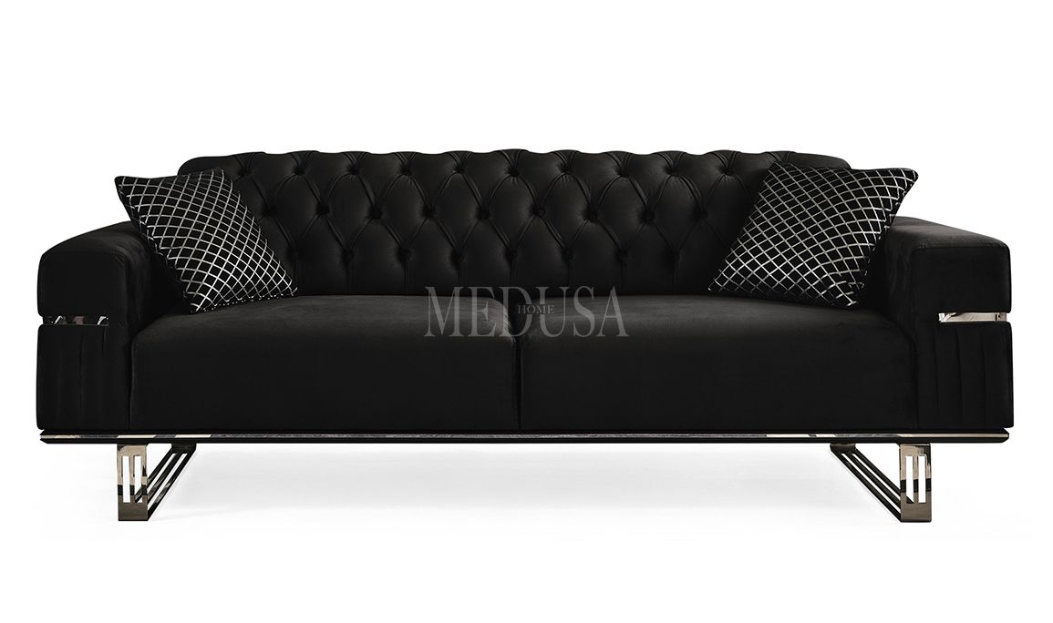 Medusa Home Mobilya - Clara Üçlü Koltuk Siyah