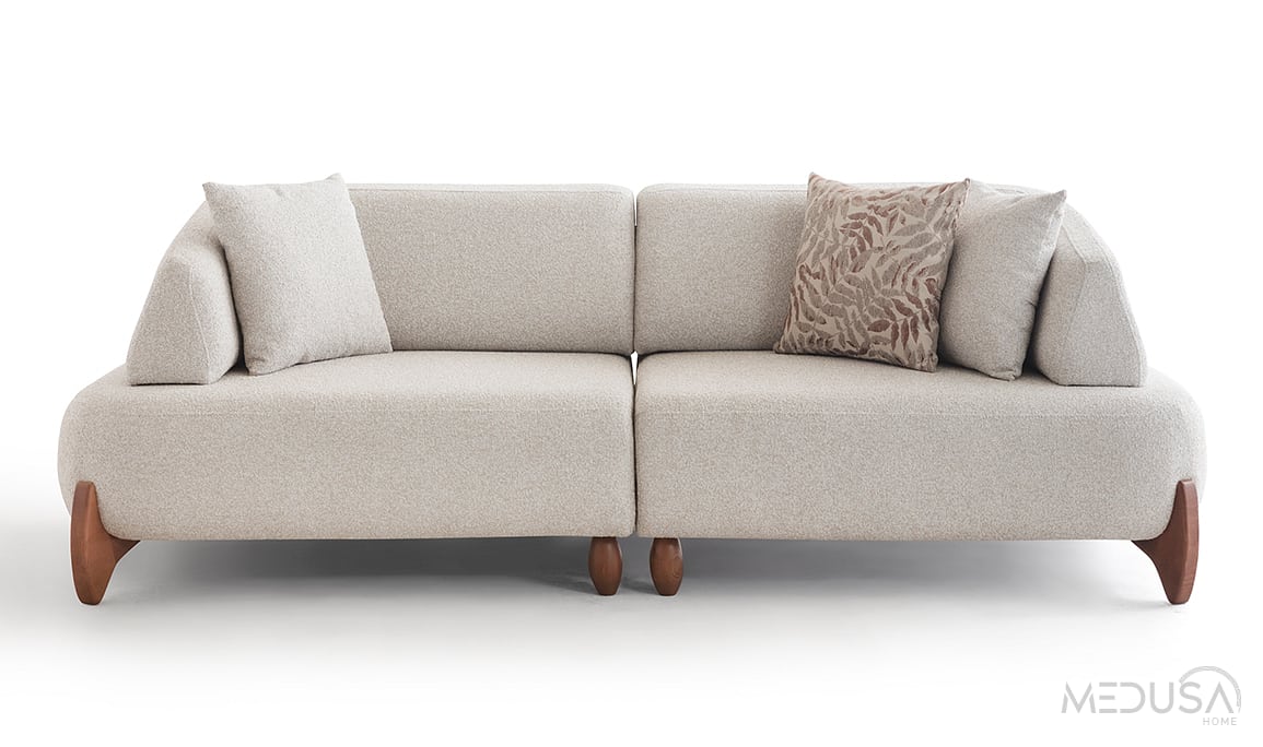 Medusa Home Mobilya - Cosy Beyaz Üçlü Koltuk