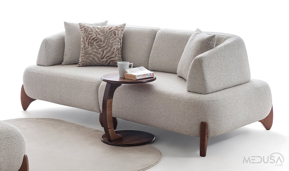 Medusa Home Mobilya - Cosy Beyaz Üçlü Koltuk