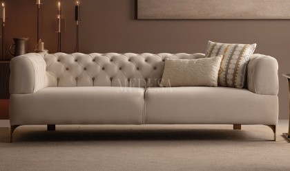 Medusa Home - Cratos Antik Kapitoneli Üçlü Koltuk