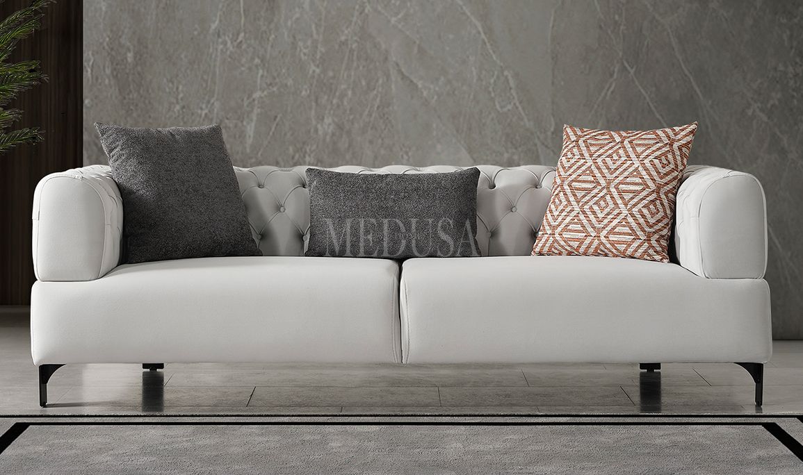 Medusa Home Mobilya - Cratos Live Kapitoneli Üçlü Koltuk