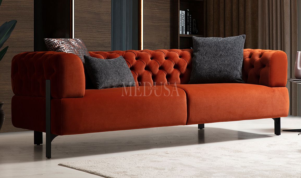 Medusa Home Mobilya - Cratos Üçlü Koltuk Kapitoneli