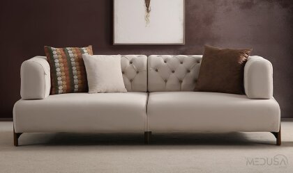 Cratos Wood Yataklı Kapitoneli Üçlü Koltuk