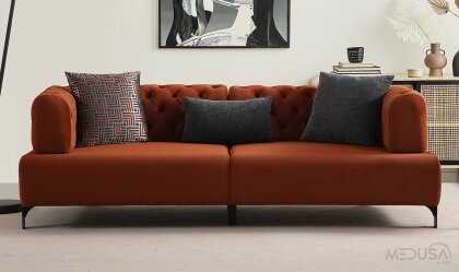 Medusa Home - Cratos Yataklı Kapitoneli Üçlü Koltuk