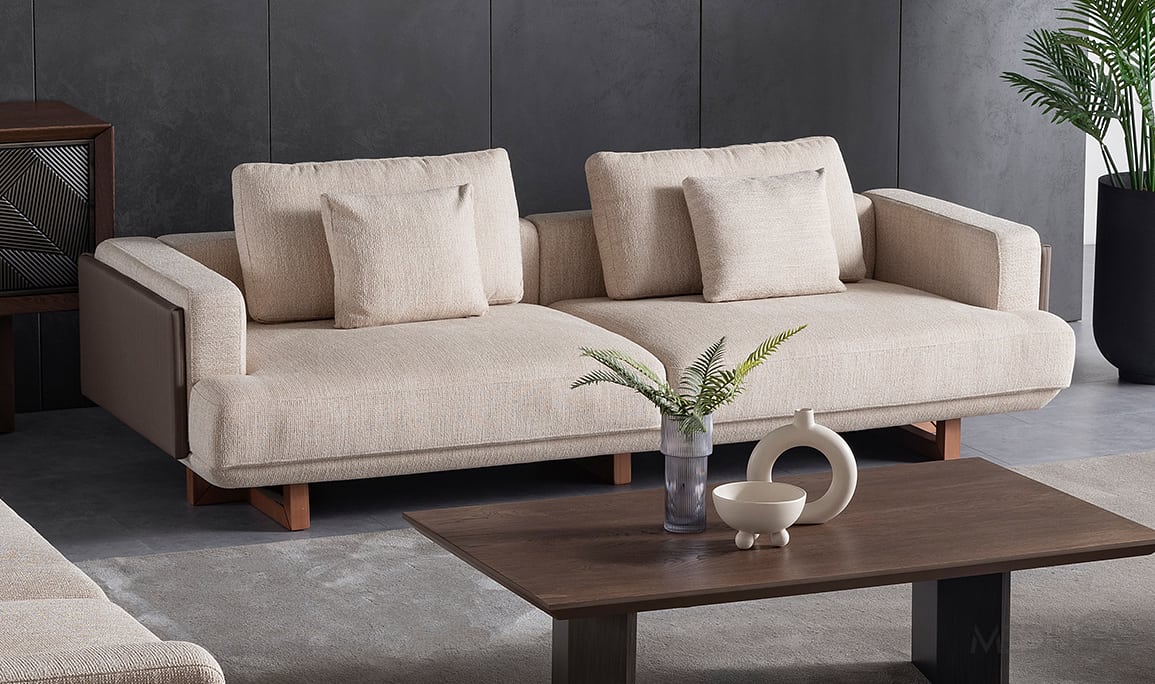 Medusa Home Mobilya - Cross Ahşap Üçlü Koltuk