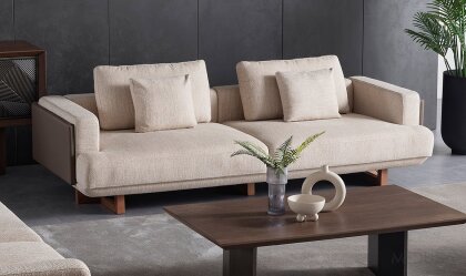 Medusa Home - Cross Ahşap Üçlü Koltuk