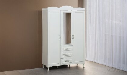Medusa Home - Cunda Beyaz 3 Kapılı Gardırop