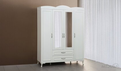 Medusa Home - Cunda Beyaz 4 Kapılı Gardırop