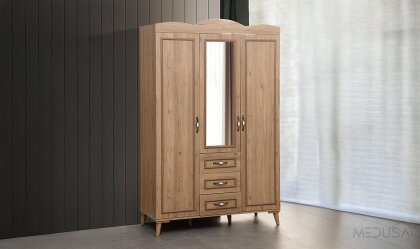 Medusa Home - Cunda Ceviz 3 Kapılı Gardırop