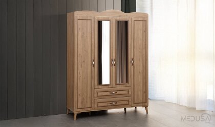 Medusa Home - Cunda Ceviz 4 Kapılı Gardırop
