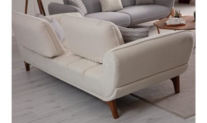 Medusa Home Mobilya - Defne Beyaz Üçlü Koltuk