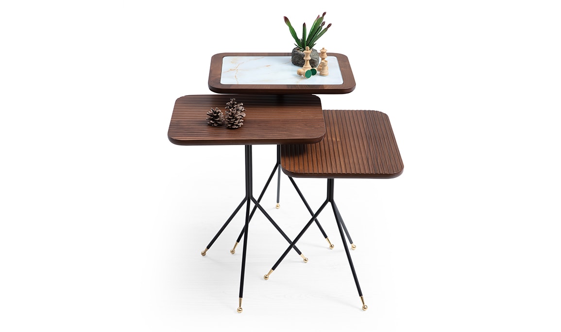 Medusa Home Mobilya - Diamond Walnut White Zigon Sehpa