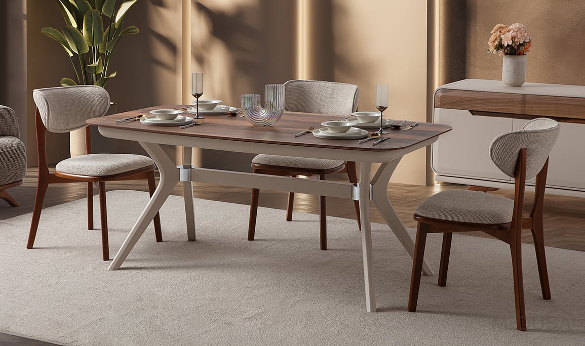 Medusa Home Mobilya - Didim Kelebek Ayaklı Yemek Masası