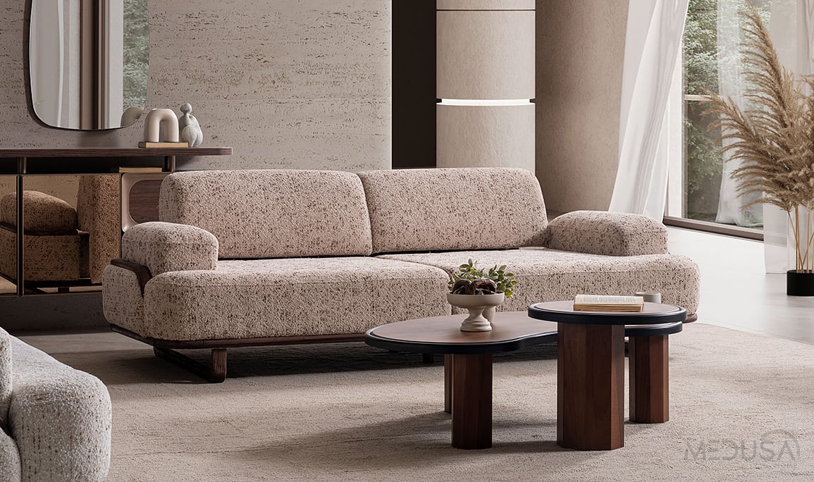 Medusa Home Mobilya - Dolce Kahve Üçlü Koltuk