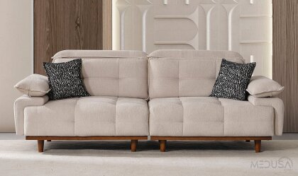 Medusa Home - Dora Krem Üçlü Koltuk