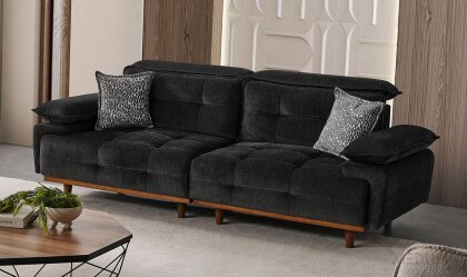 Medusa Home - Dora Siyah Üçlü Koltuk