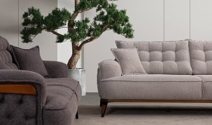 Medusa Home Mobilya - Ege Açık Gri Üçlü Koltuk