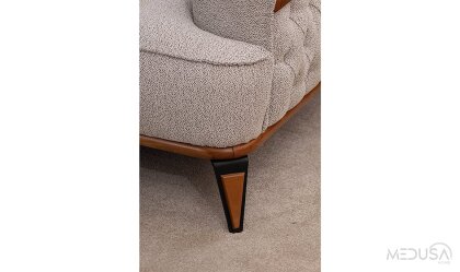 Medusa Home Mobilya - Ege Açık Gri Üçlü Koltuk